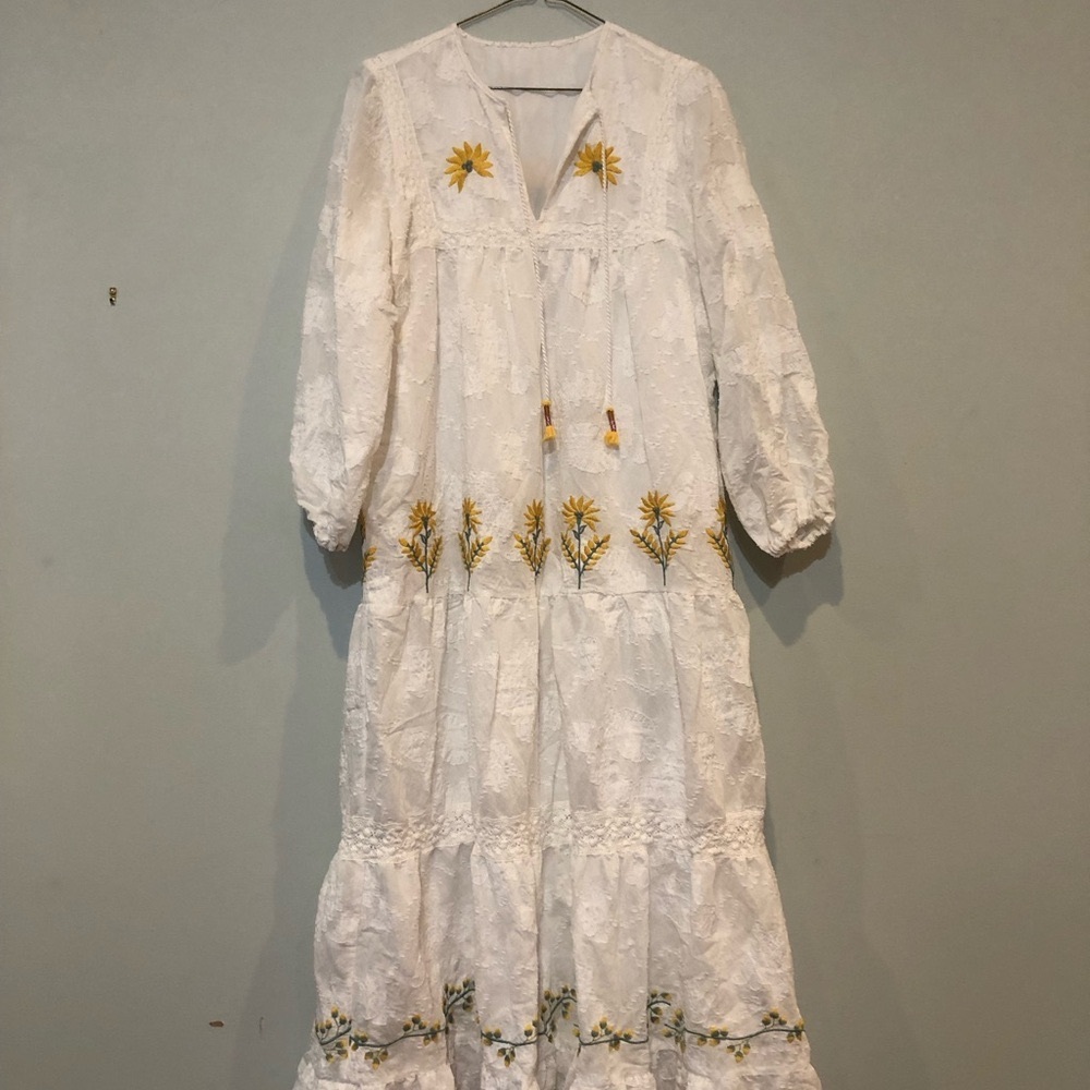 Floral Embroidered White Dress